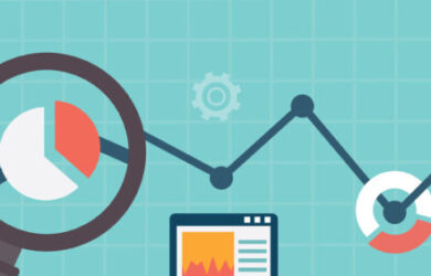 Flat vector illustration of web analytics information and development website statistic - vector illustration